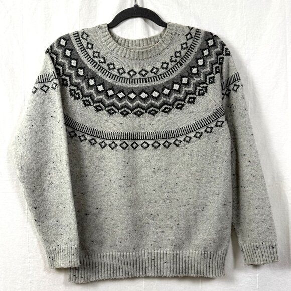 Weatherproof Vintage Sweater Womens Sz S Nordic Fair Isle LS Knit Pullover Gray - Picture 1 of 10